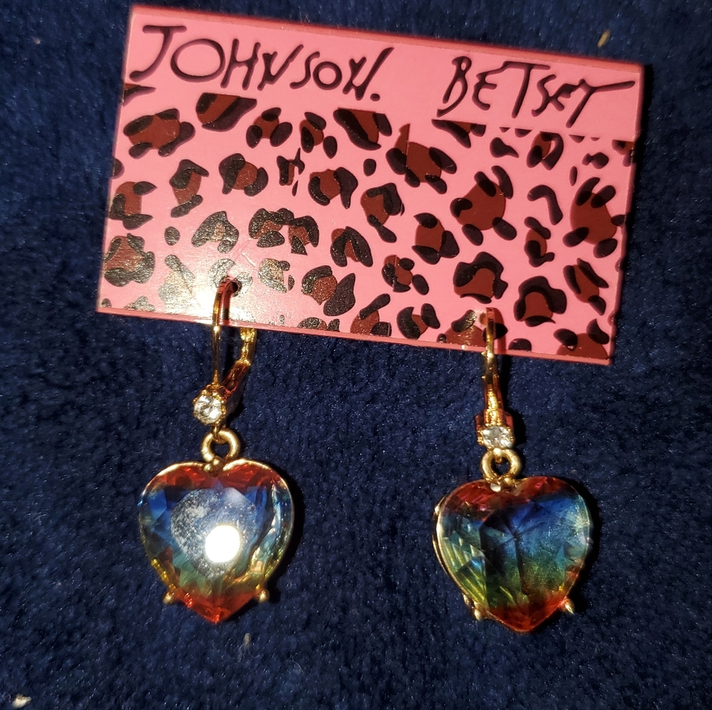 Betsey Johnson Multicolor Heart Earrings